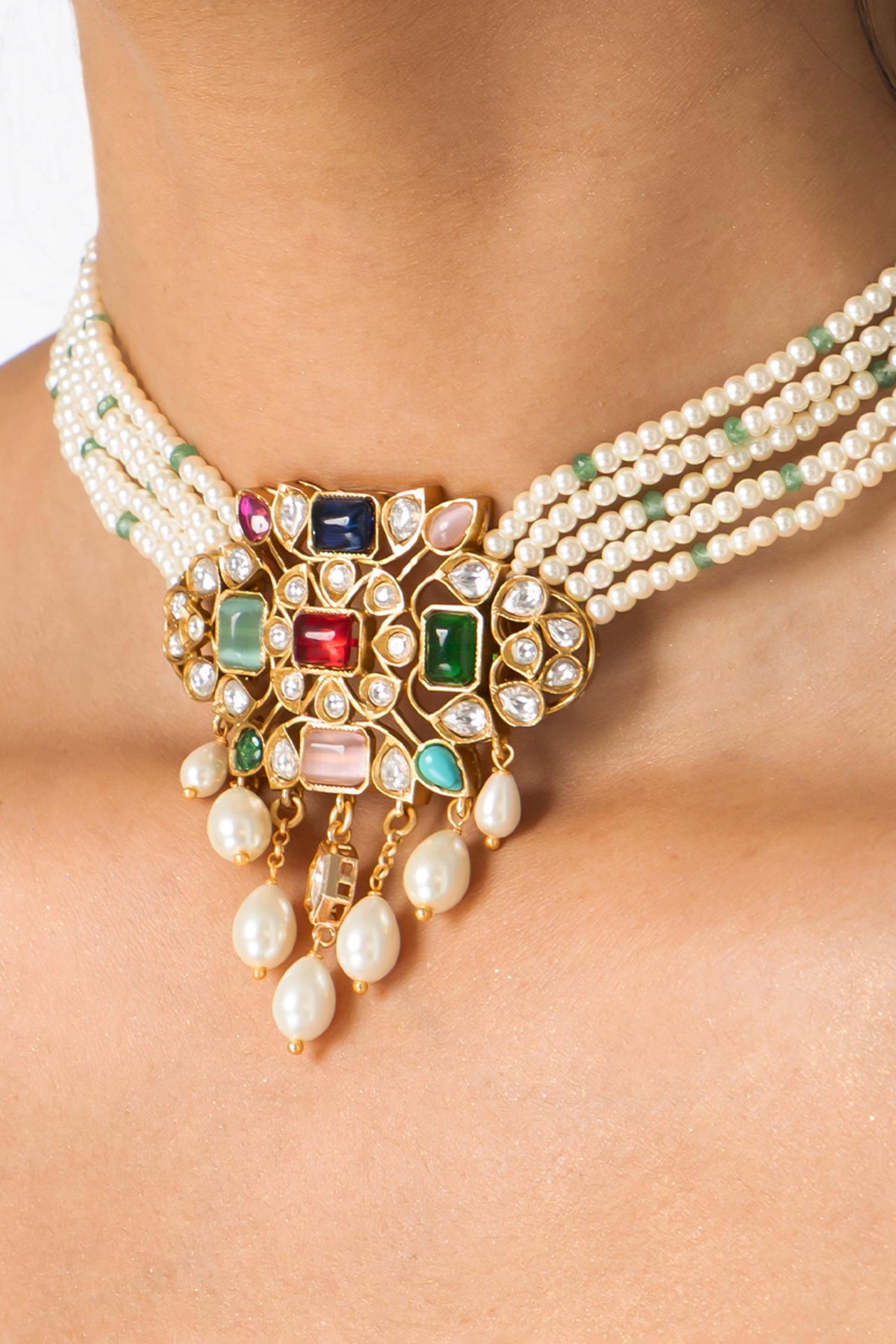 Ornate Multi-Stone Necklace Set 