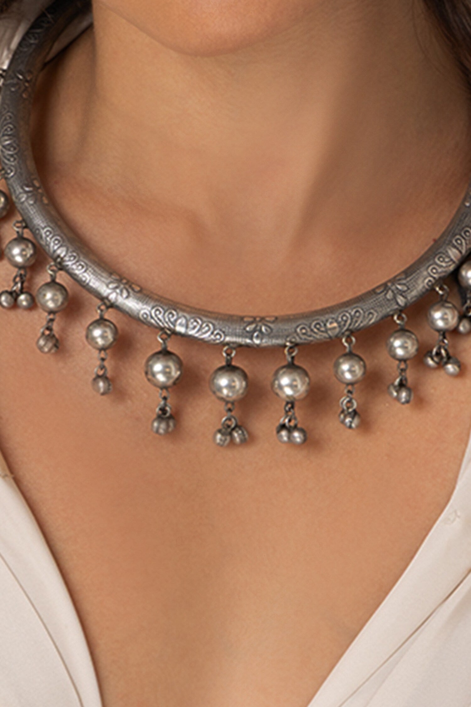 Textured Dome Drop Necklace 