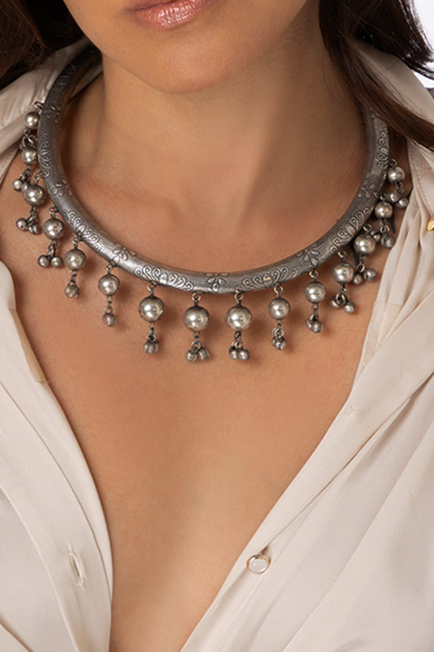 Textured Dome Drop Necklace 
