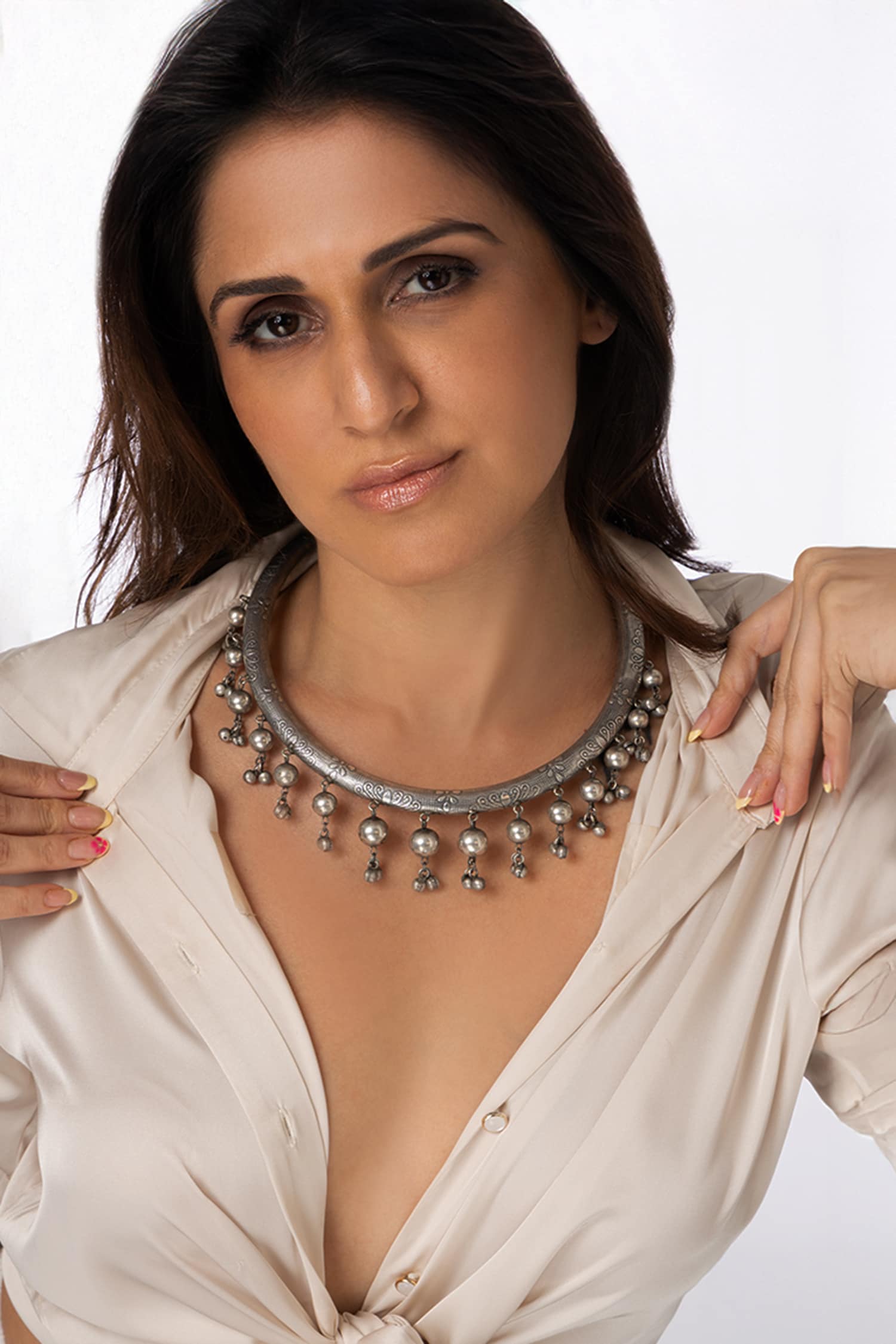 Textured Dome Drop Necklace 