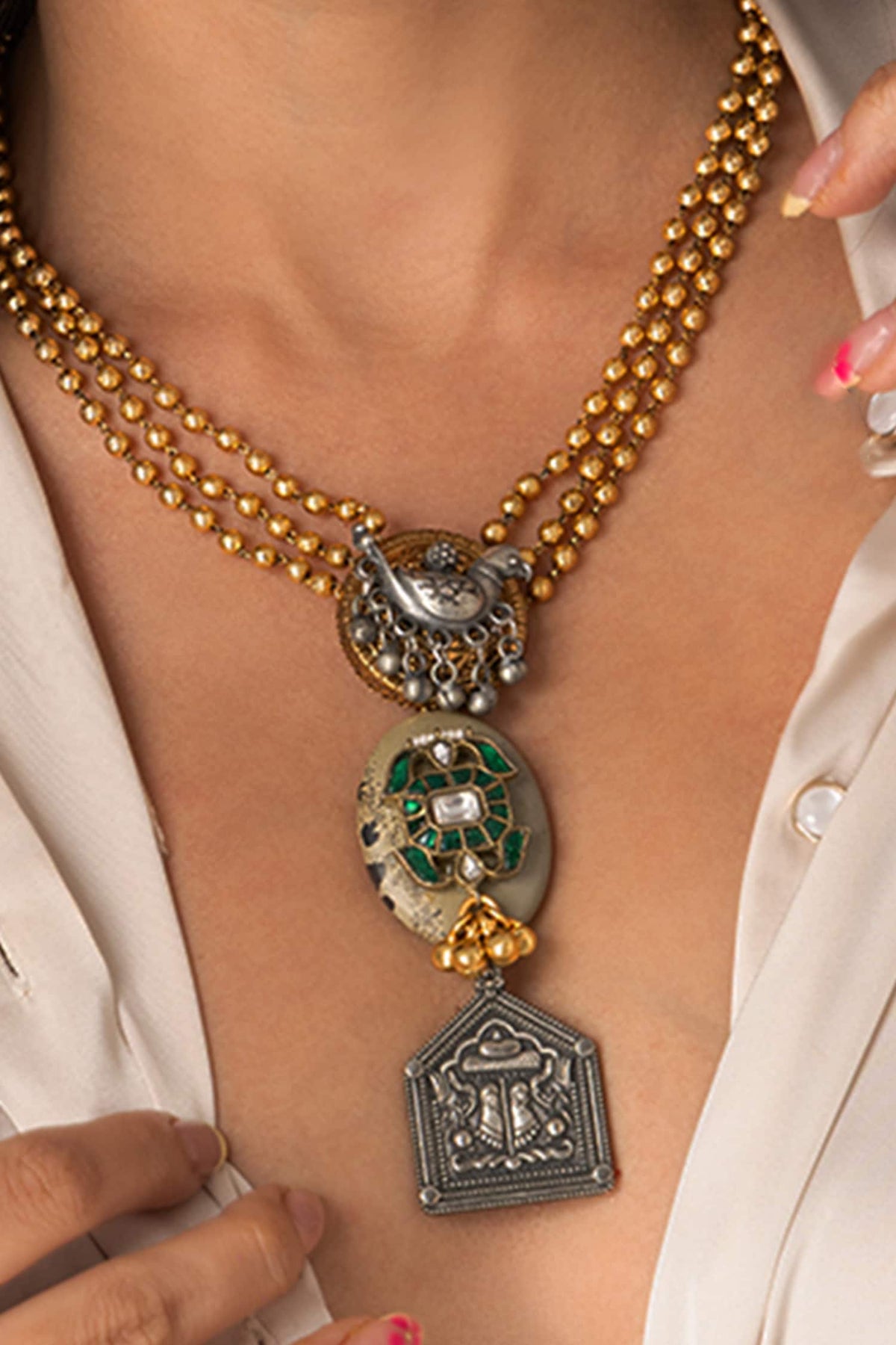 Tiered Medallion Drop Necklace 