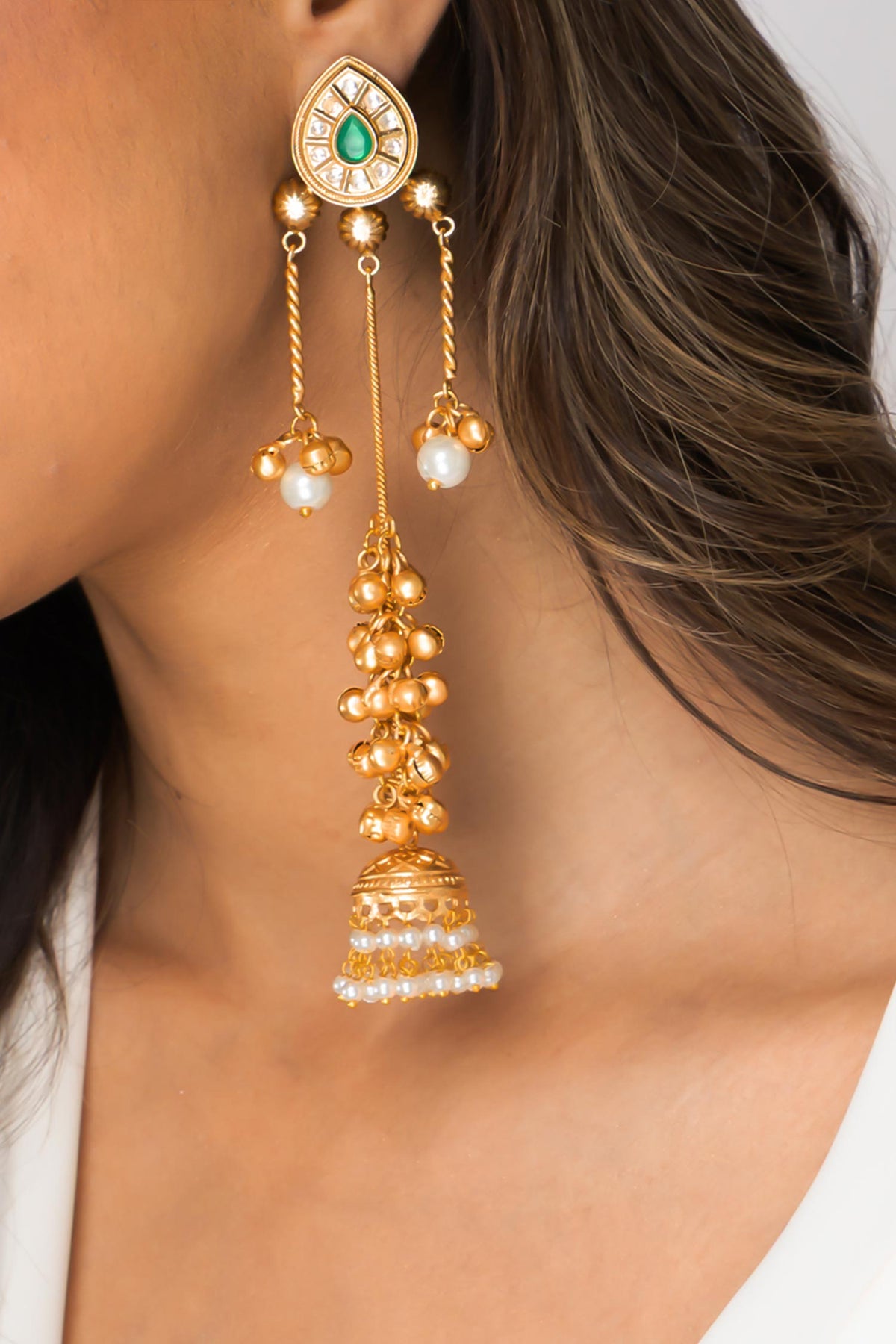 Golden Drop Jhumkas 