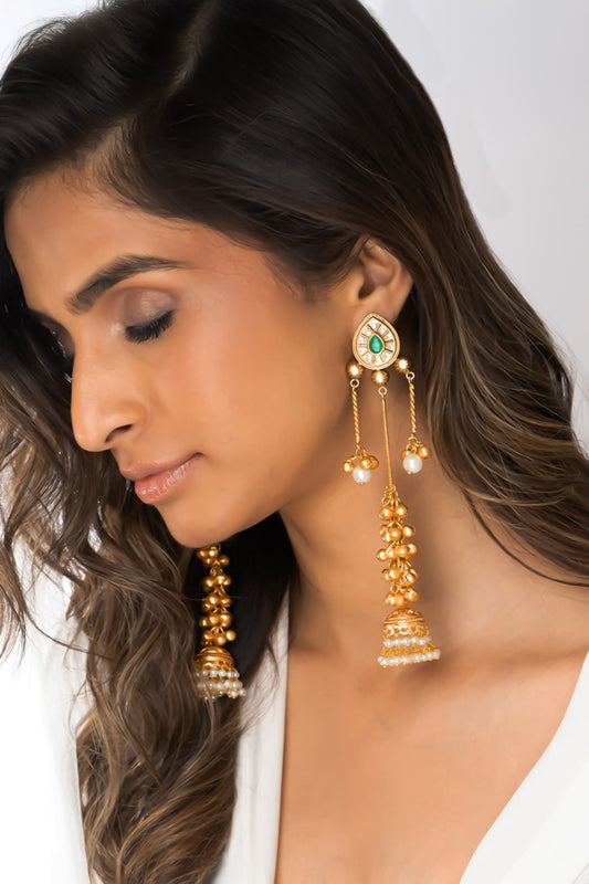 Golden Drop Jhumkas 