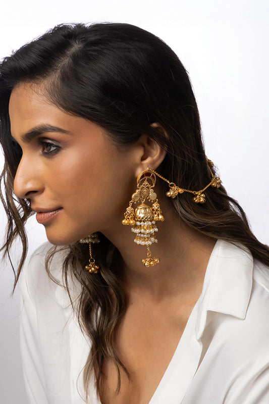 Hairline Jhumka Chain Earrings 