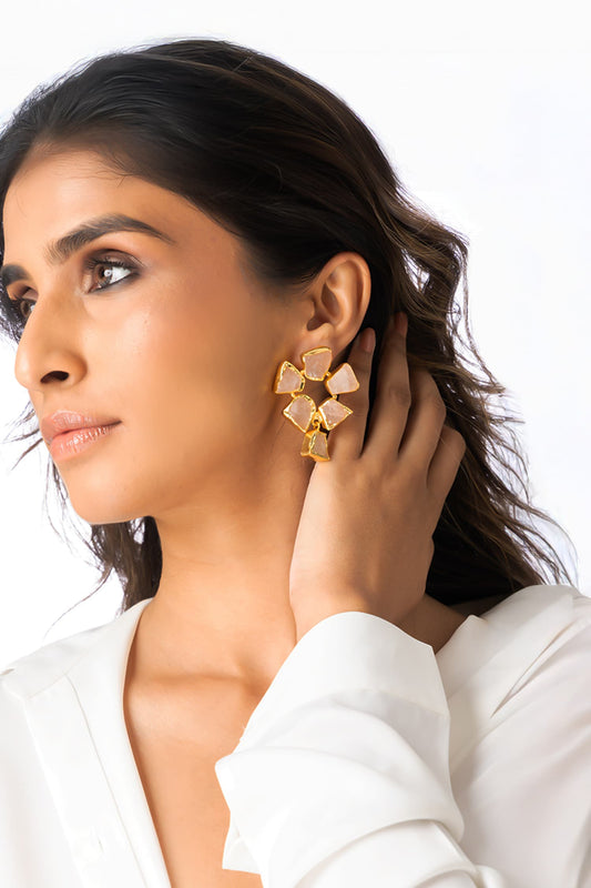 Raw Quartz Petals Earrings 