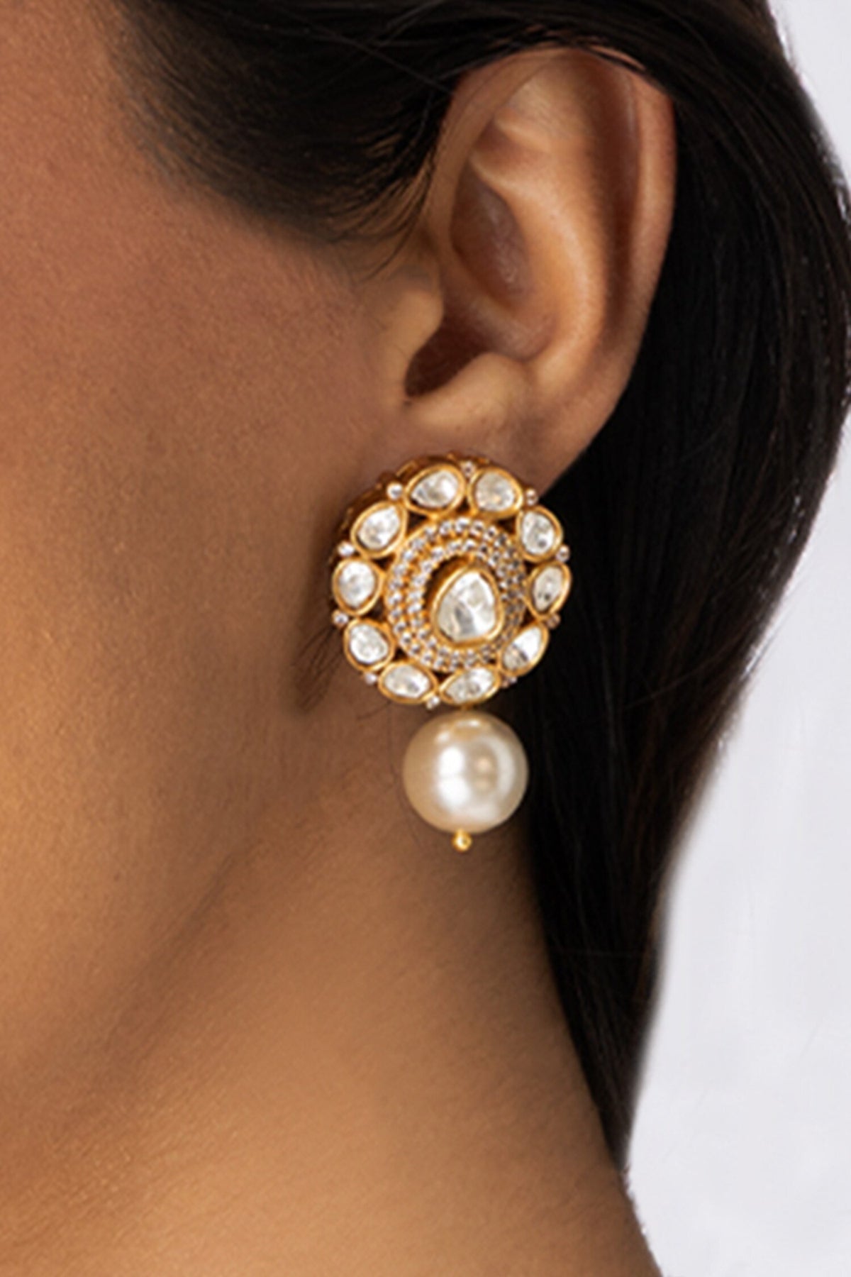Stone Studded Drop Earrings 