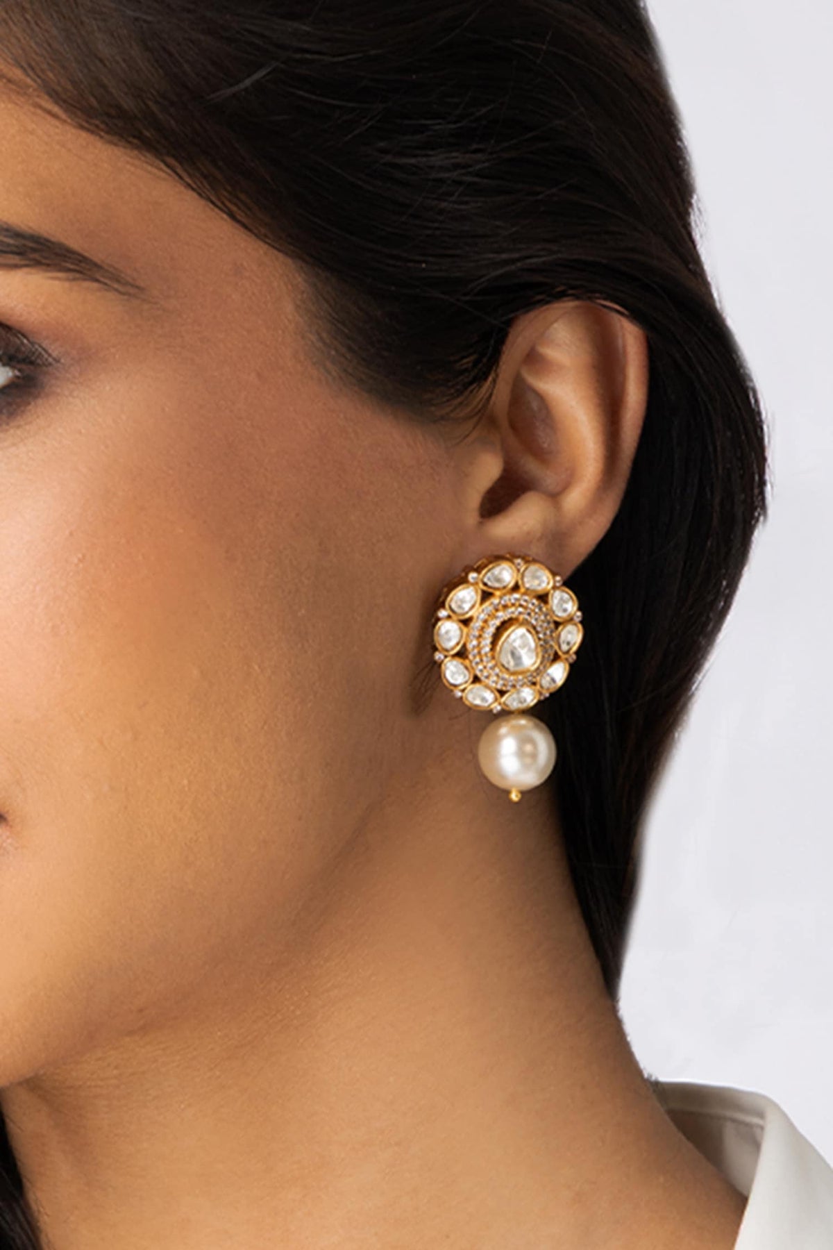 Stone Studded Drop Earrings 