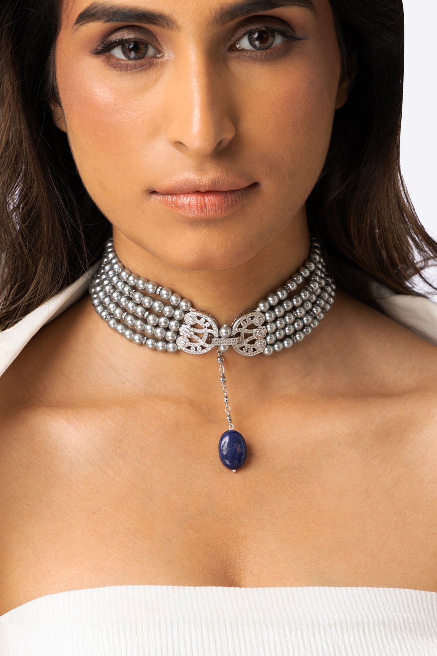 Blue Stone Drop Necklace 