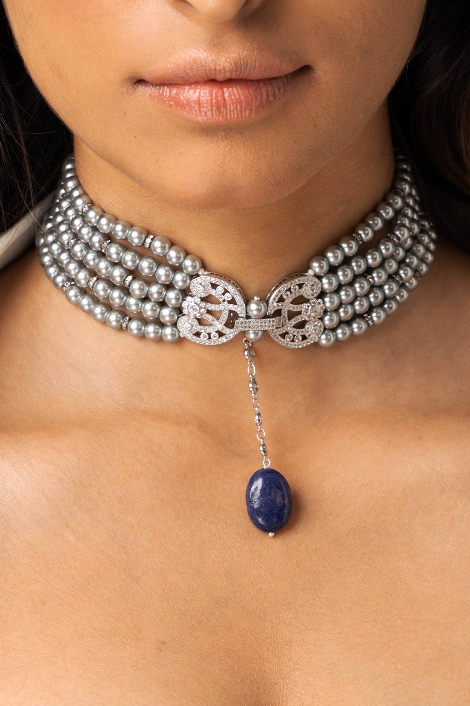 Blue Stone Drop Necklace 