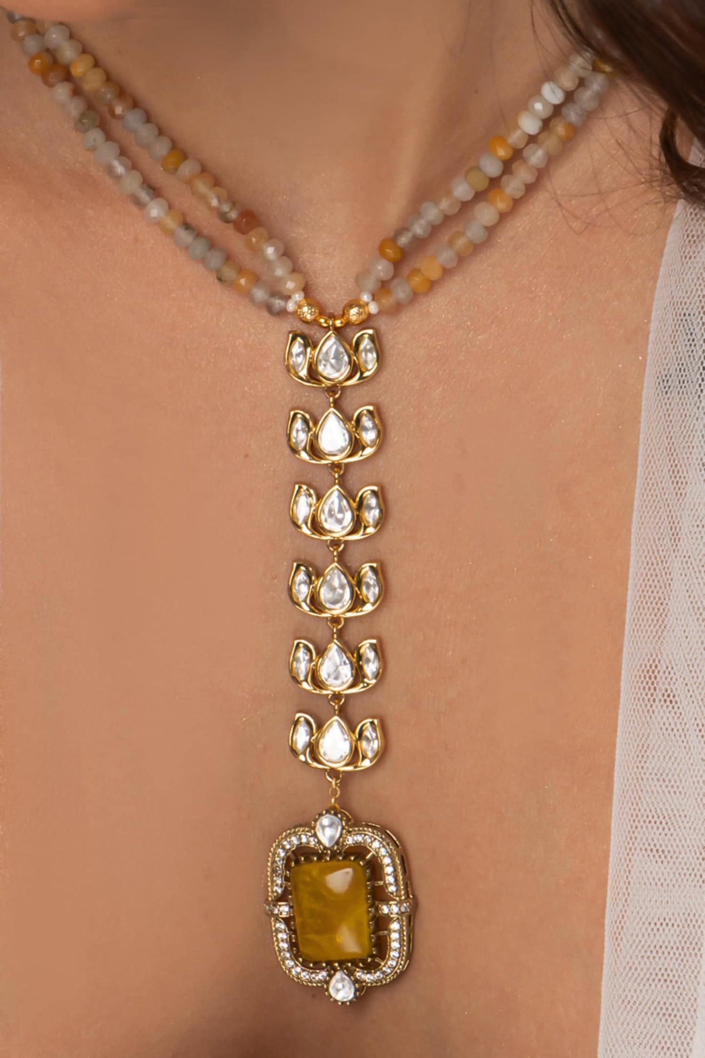 Layered Drop Statement Necklace 