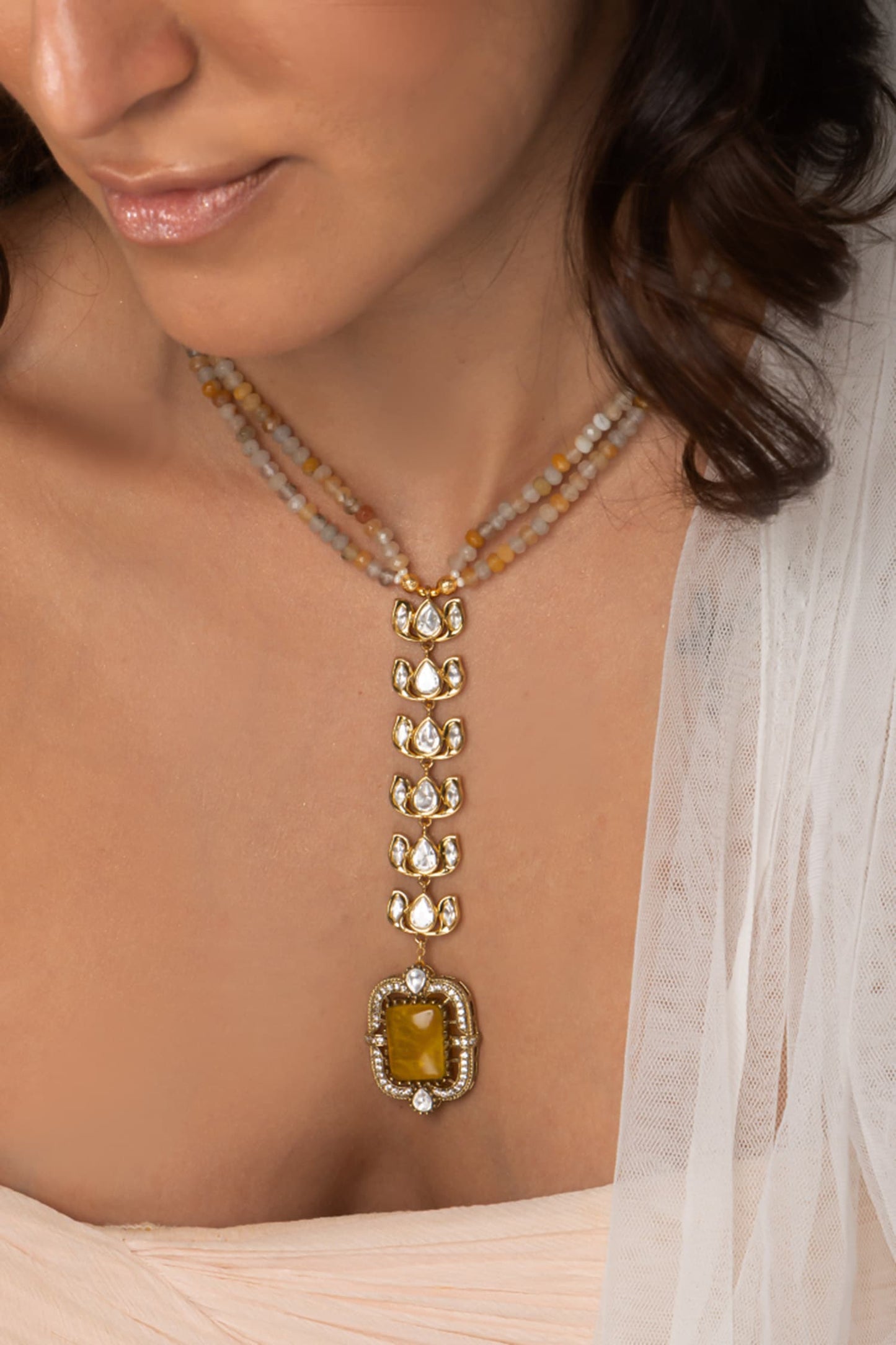 Layered Drop Statement Necklace 