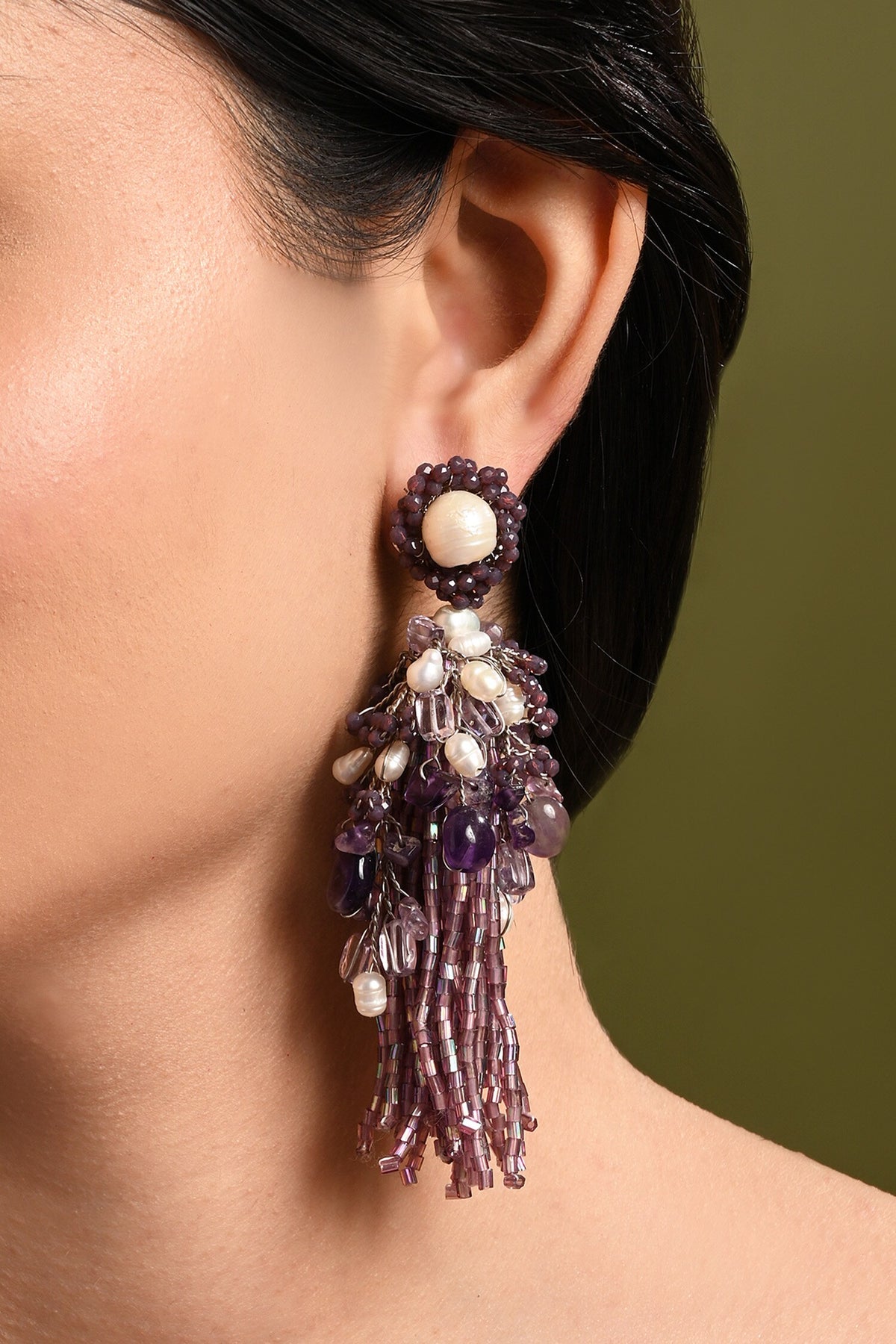 Pearl & Beaded Long Earrings 