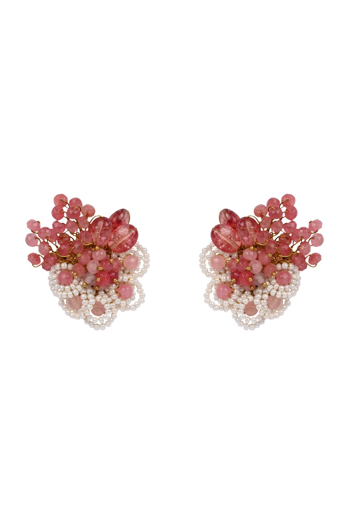Cherry Red Stone Round Earrings 