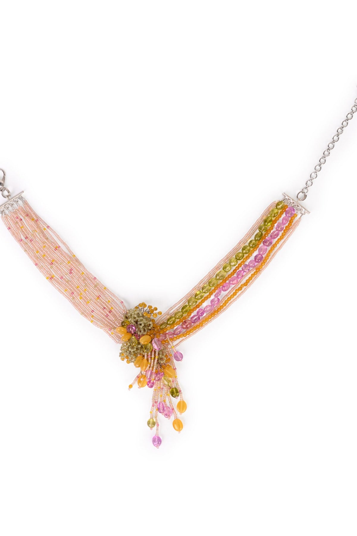 Stone & Bead Embellished Necklace 