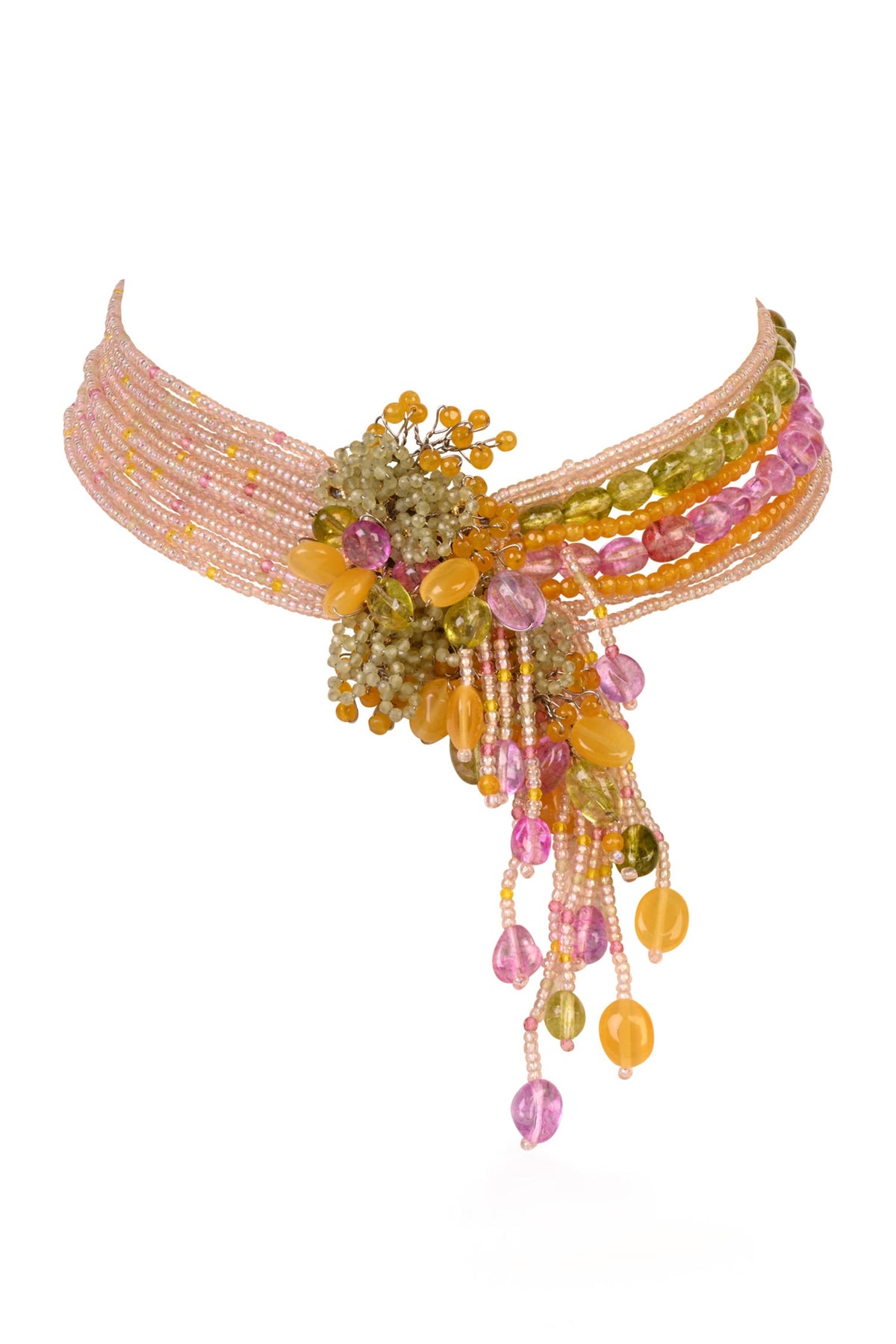 Stone & Bead Embellished Necklace 