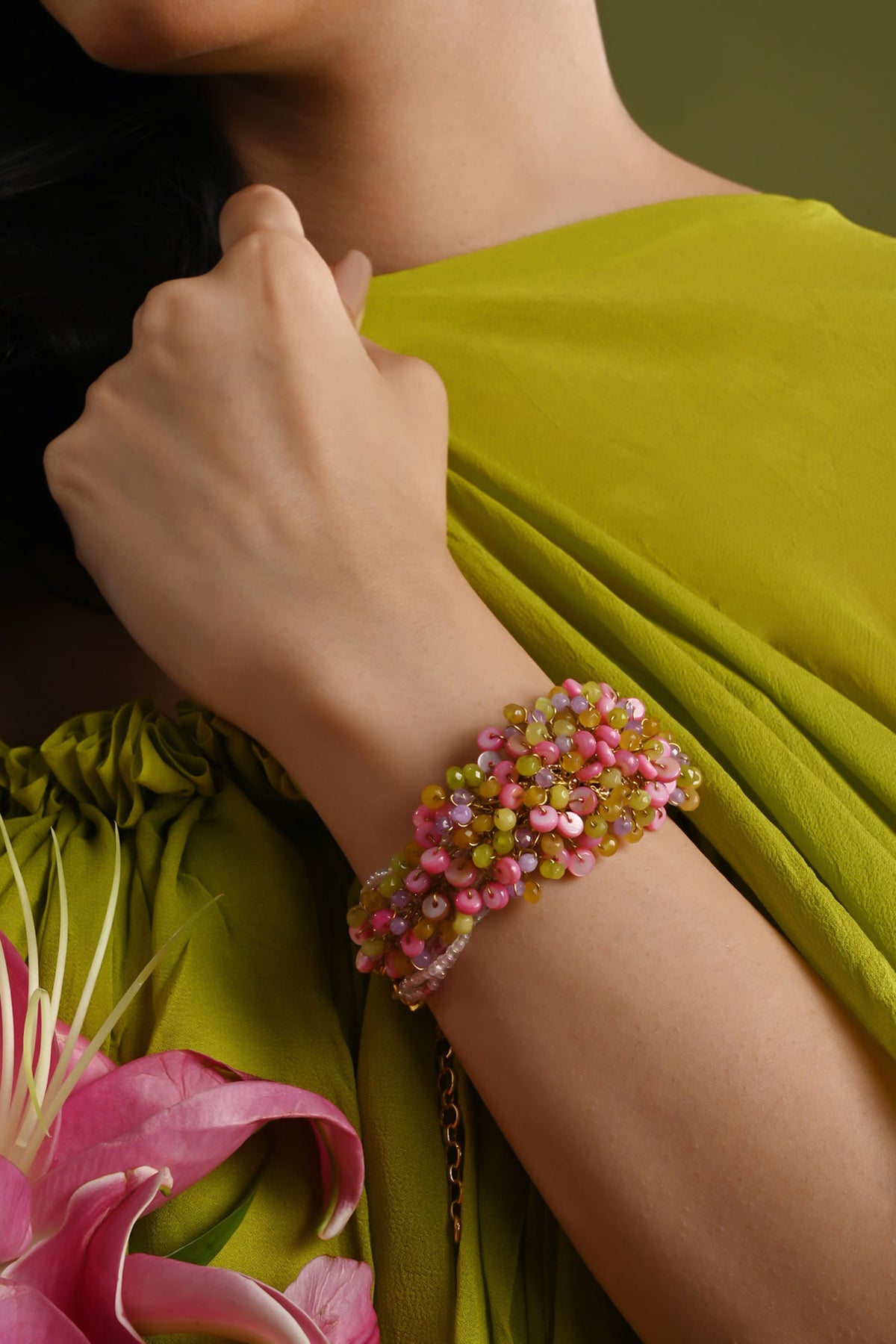 Stone & Bead Embellished Bracelet 