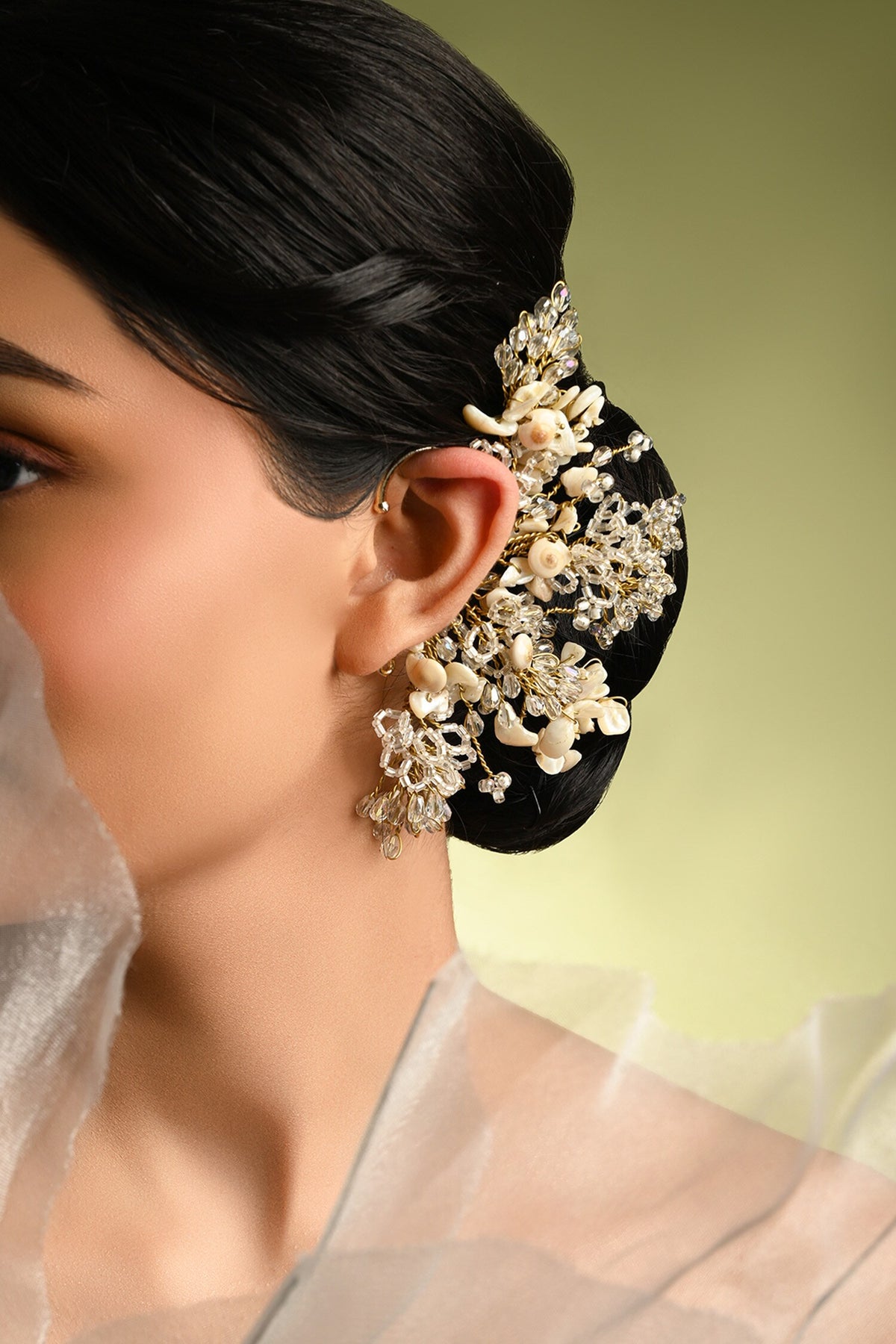 Crystal Ivory Shell Earcuff 