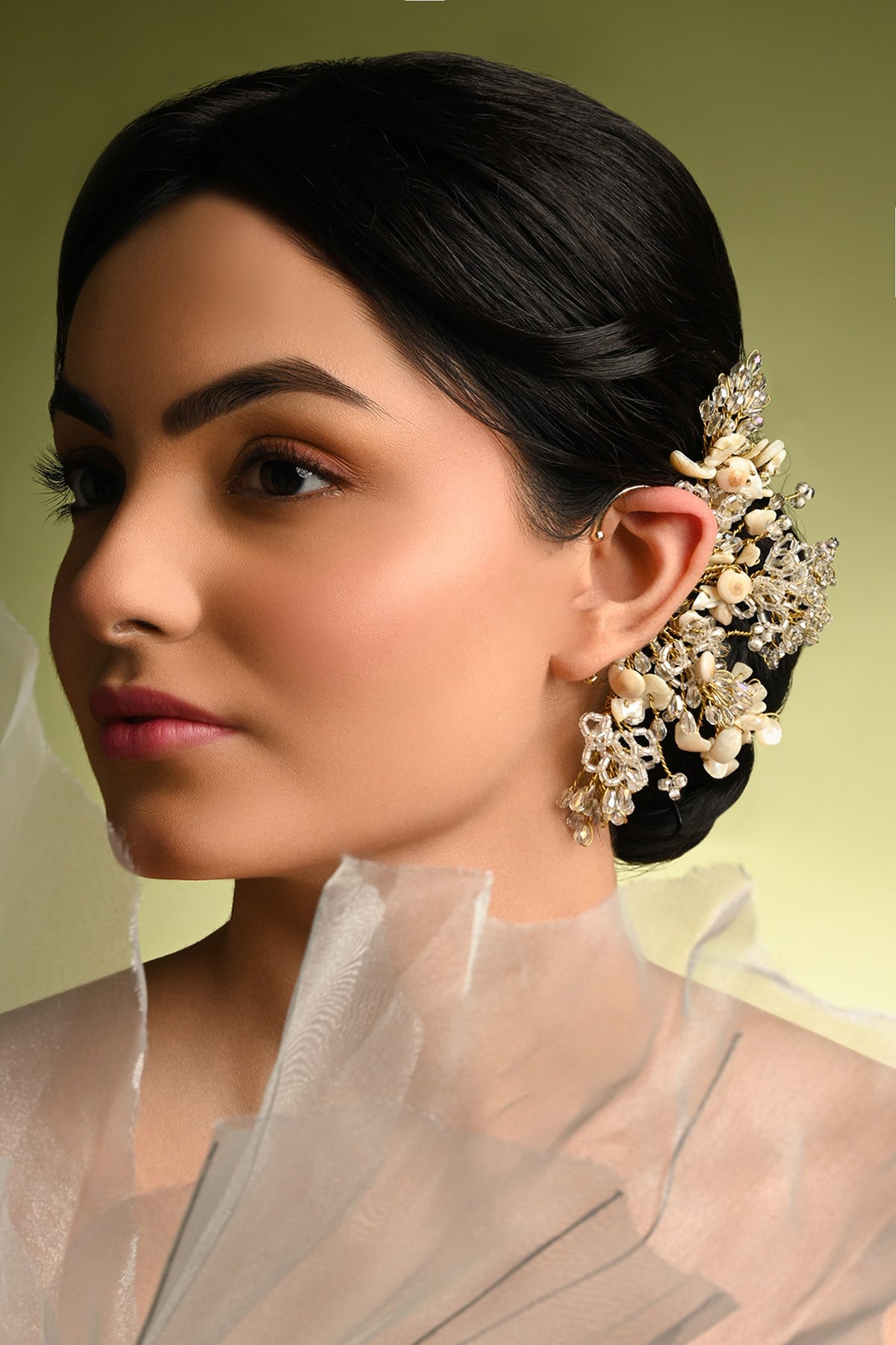 Crystal Ivory Shell Earcuff 