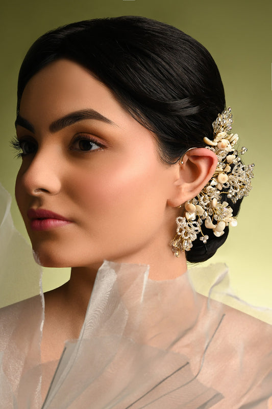 Crystal Ivory Shell Earcuff 