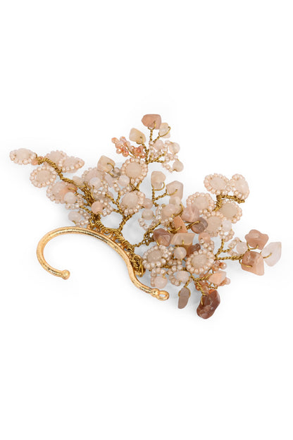 Beige & Gold Floral Embellished Earcuff 