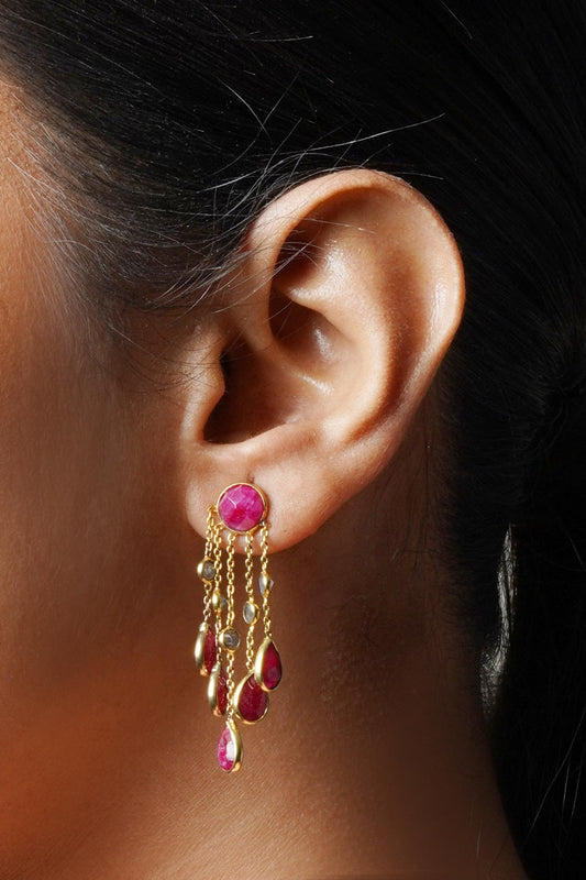 Pink Petal Drop Earrings 