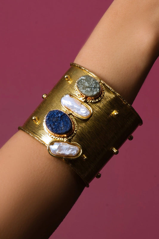 Semi Precious Stone Adjustable Cuff 