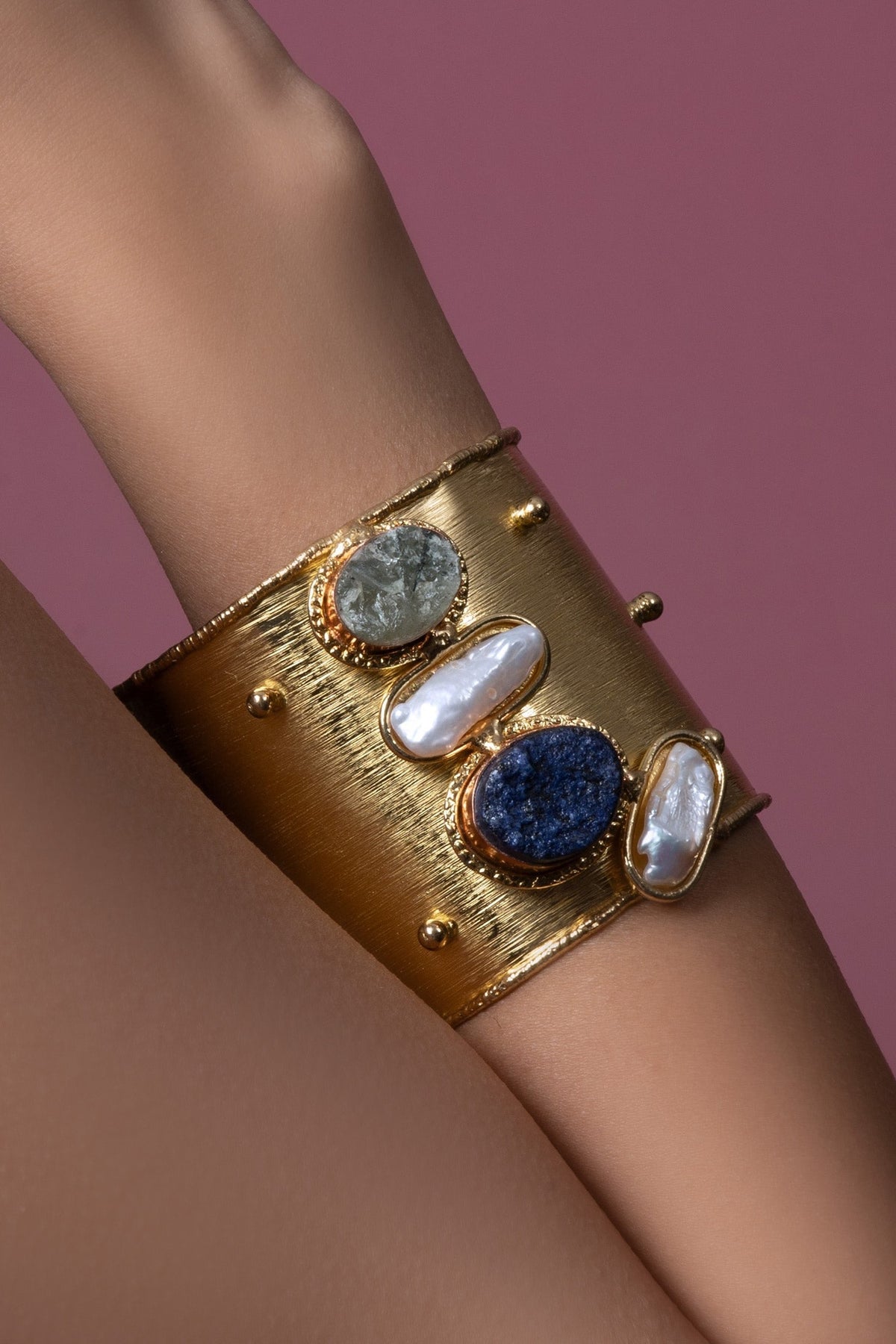 Semi Precious Stone Adjustable Cuff 