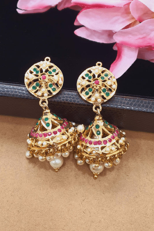Bridal Jadau Jhumki Earrings 