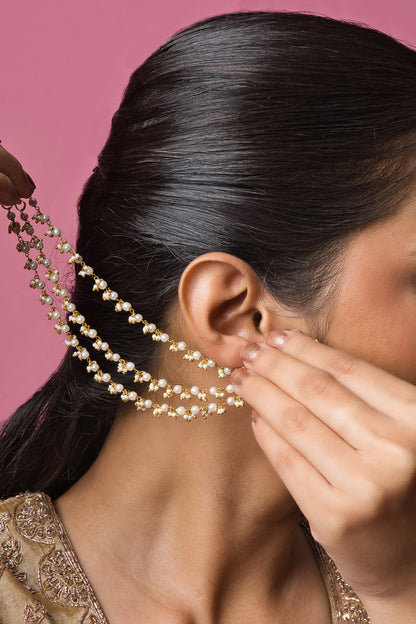 Exquisite Heavy Piroi Kanauti Pair of Ear Chains 