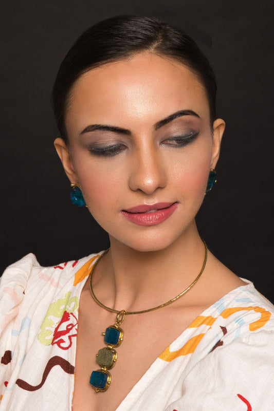 Trio Semi Precious Stone Choker Necklace 