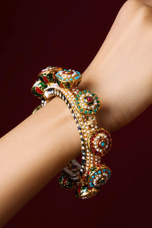 Navratan Multi-Colored Jadau Openable Bangle 