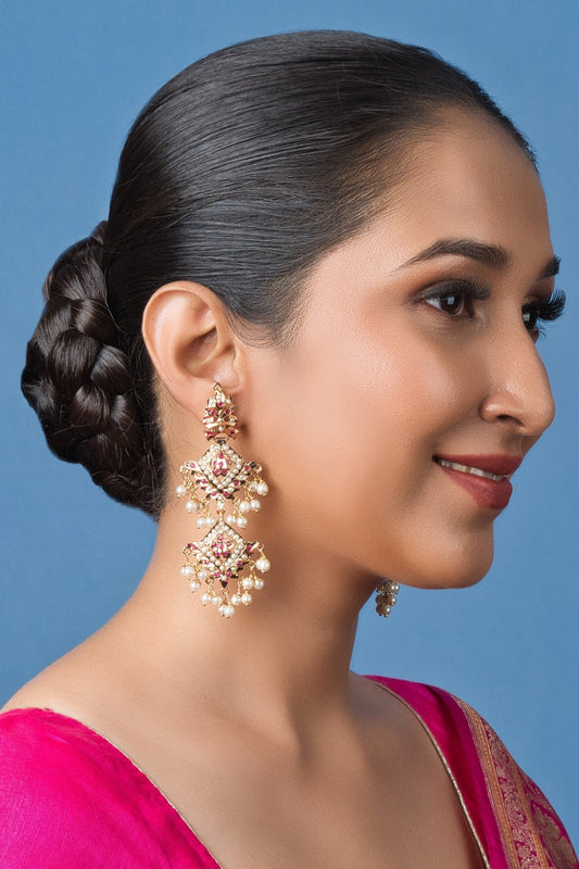Inara Jadau Red Earrings 