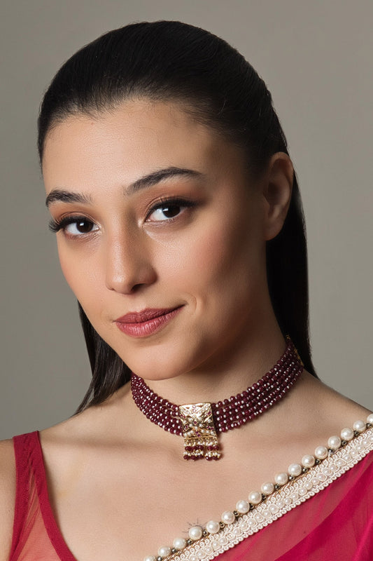 Chic Square Tukdi Red Choker 