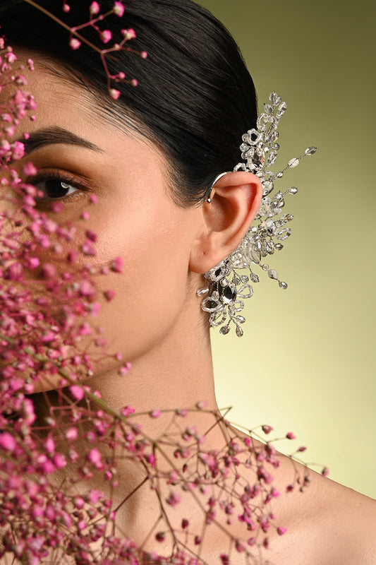 Silver Crystal & Stone Earcuff 
