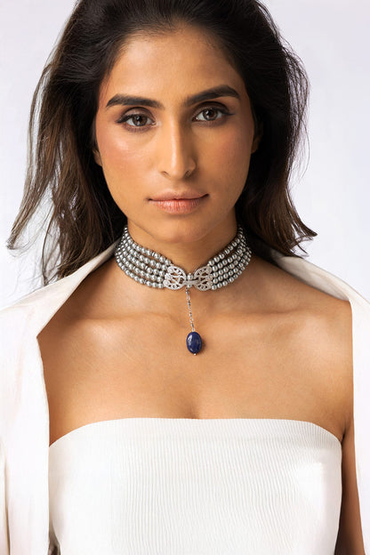 Blue Stone Drop Necklace 