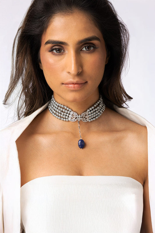 Blue Stone Drop Necklace 