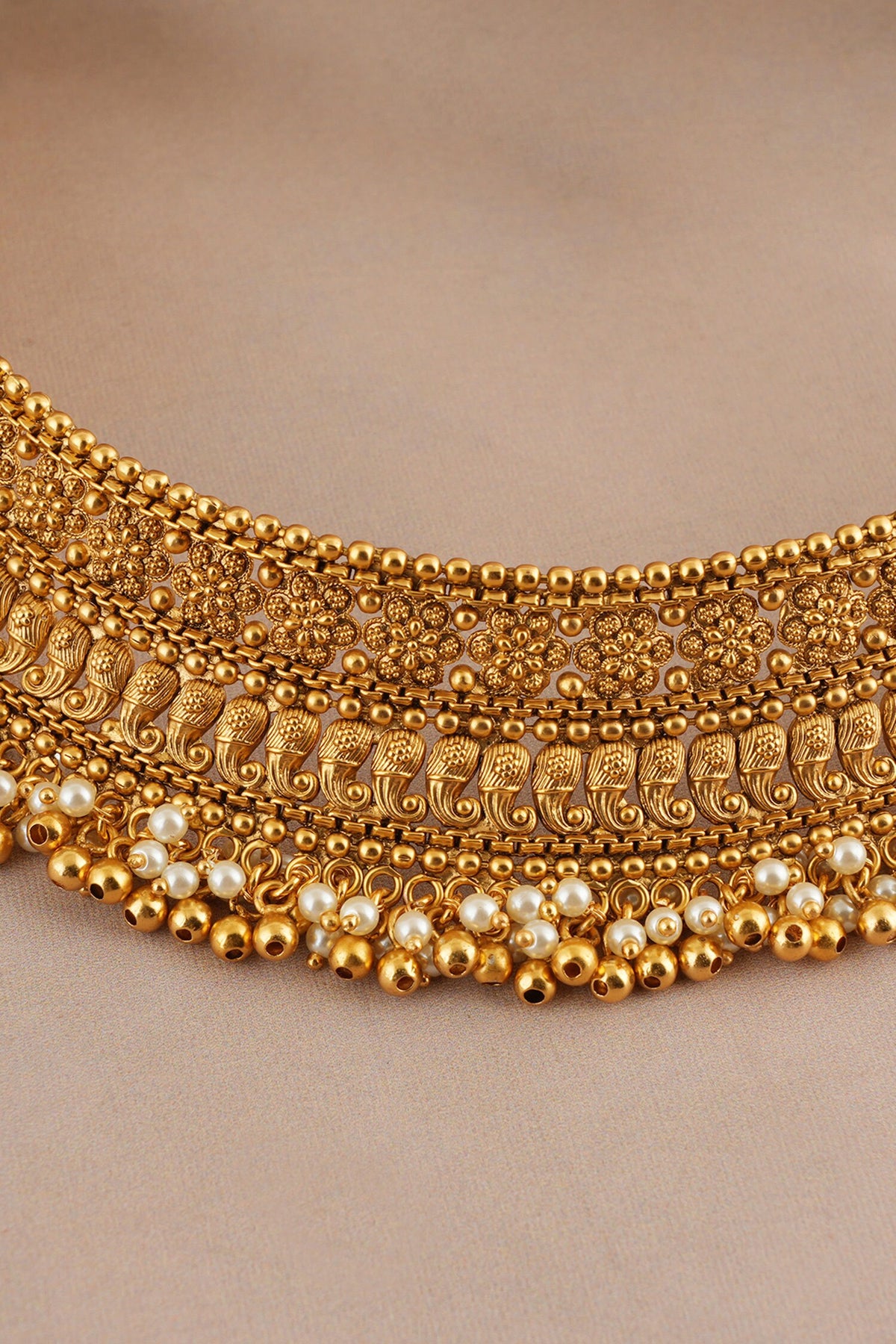 Antique Pearl Drop Choker & Chandbalis Set 