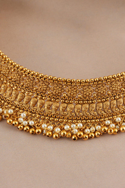 Antique Pearl Drop Choker & Chandbalis Set 
