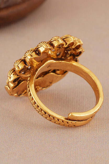 Stone Embellished Antique Adjustable Ring 