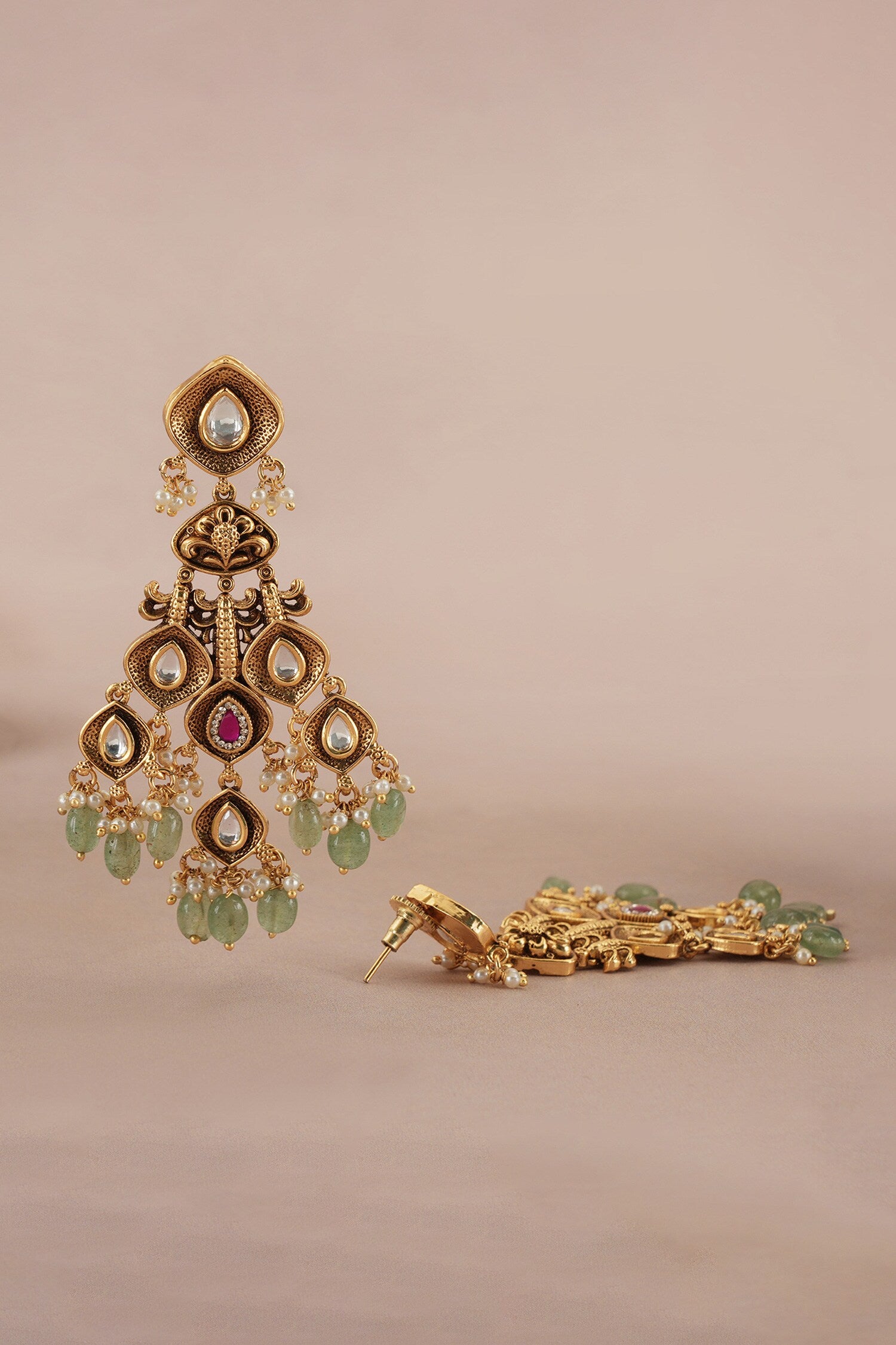 Antique Stone Drop Dangler Earrings 