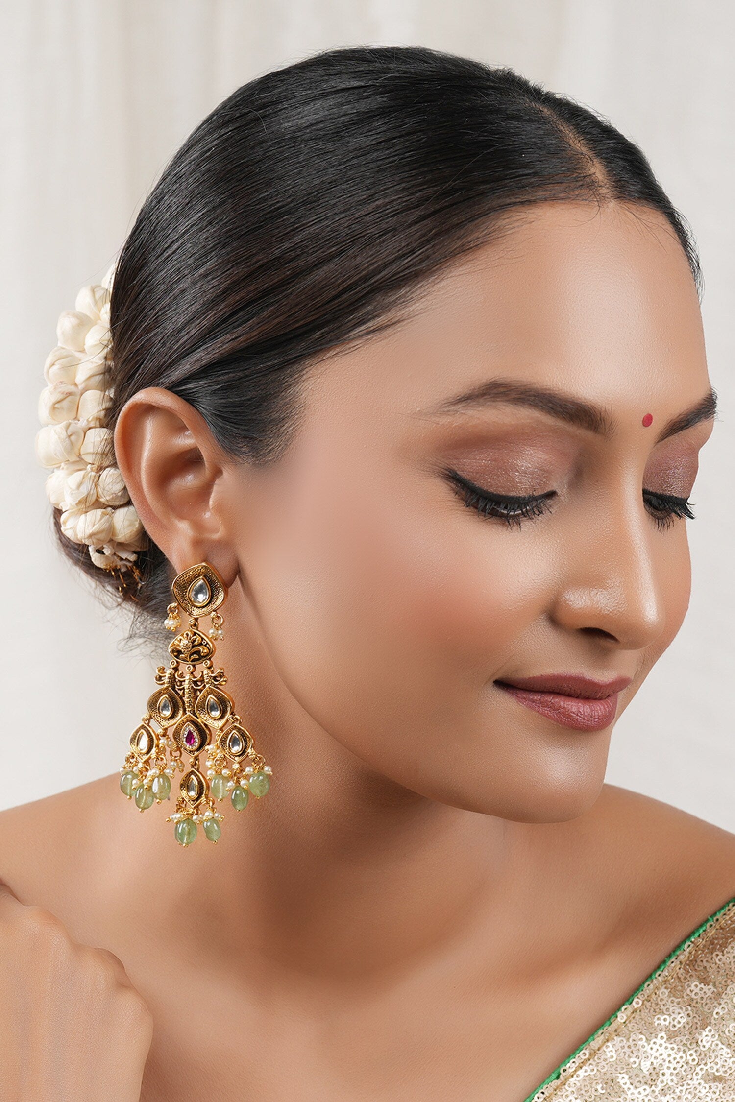 Antique Stone Drop Dangler Earrings 