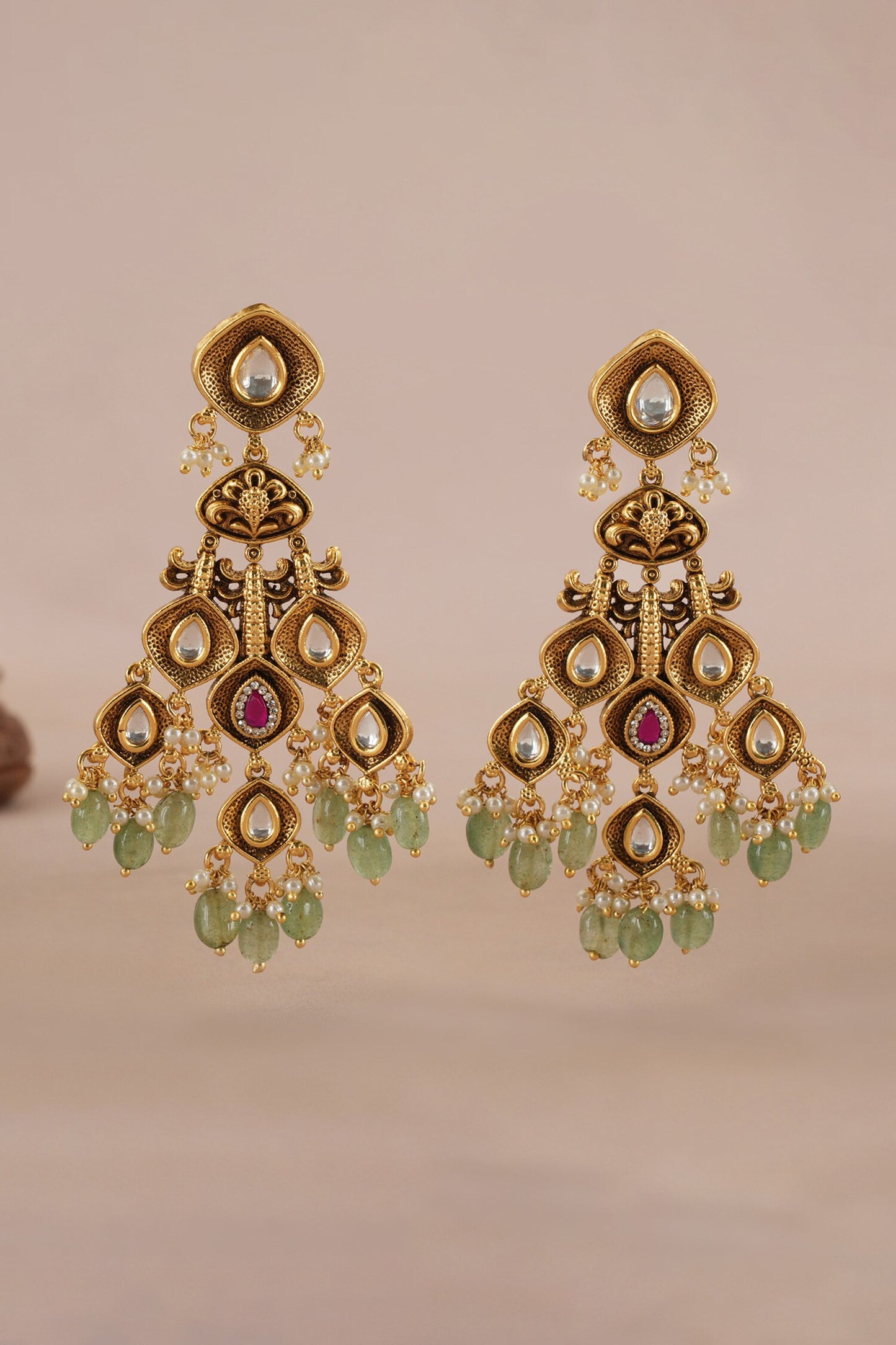 Antique Stone Drop Dangler Earrings 