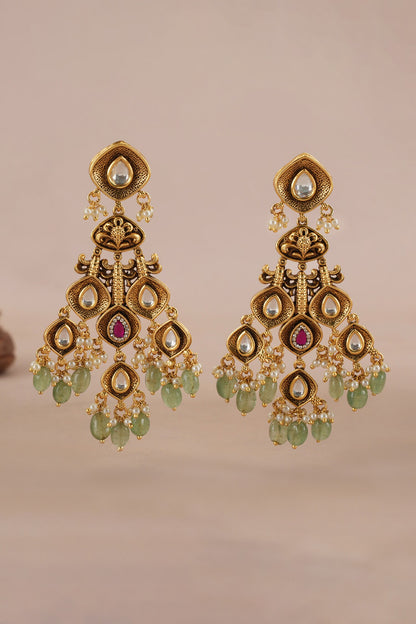 Antique Stone Drop Dangler Earrings 