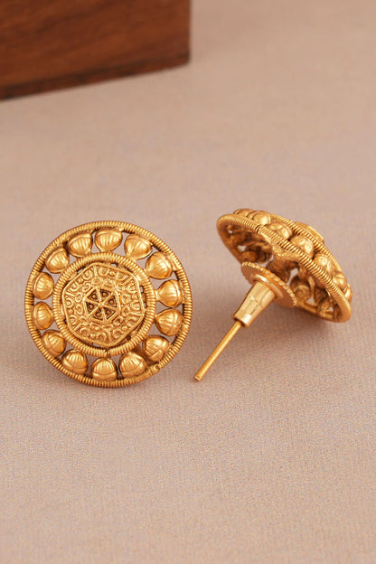 Antique Carved Choker & Stud Earrings Set 