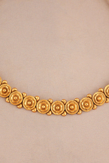 Floral Carved Antique Choker Necklace Set 