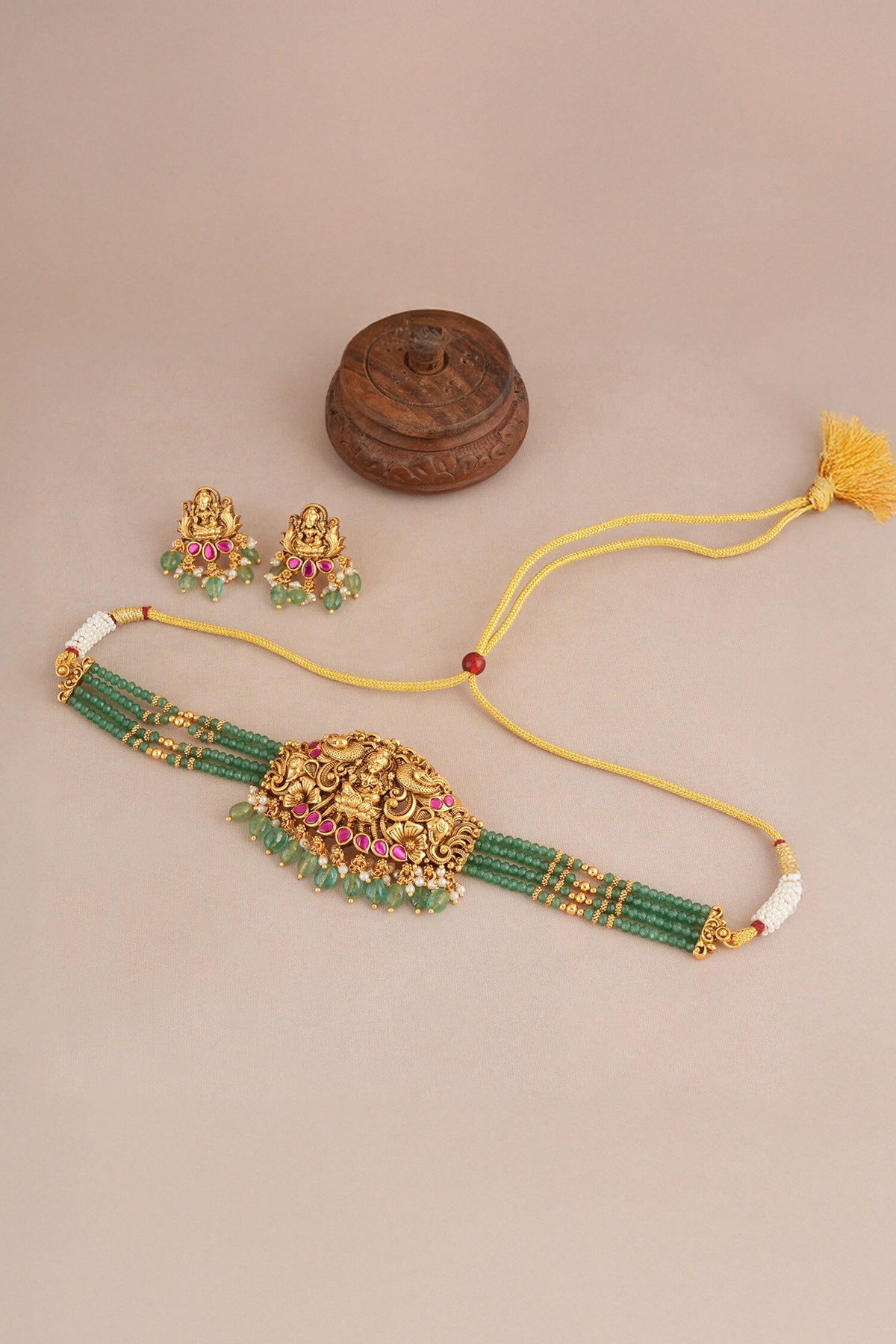 Maa Lakshmi Carved Antique Choker Set 