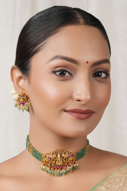 Maa Lakshmi Carved Antique Choker Set 