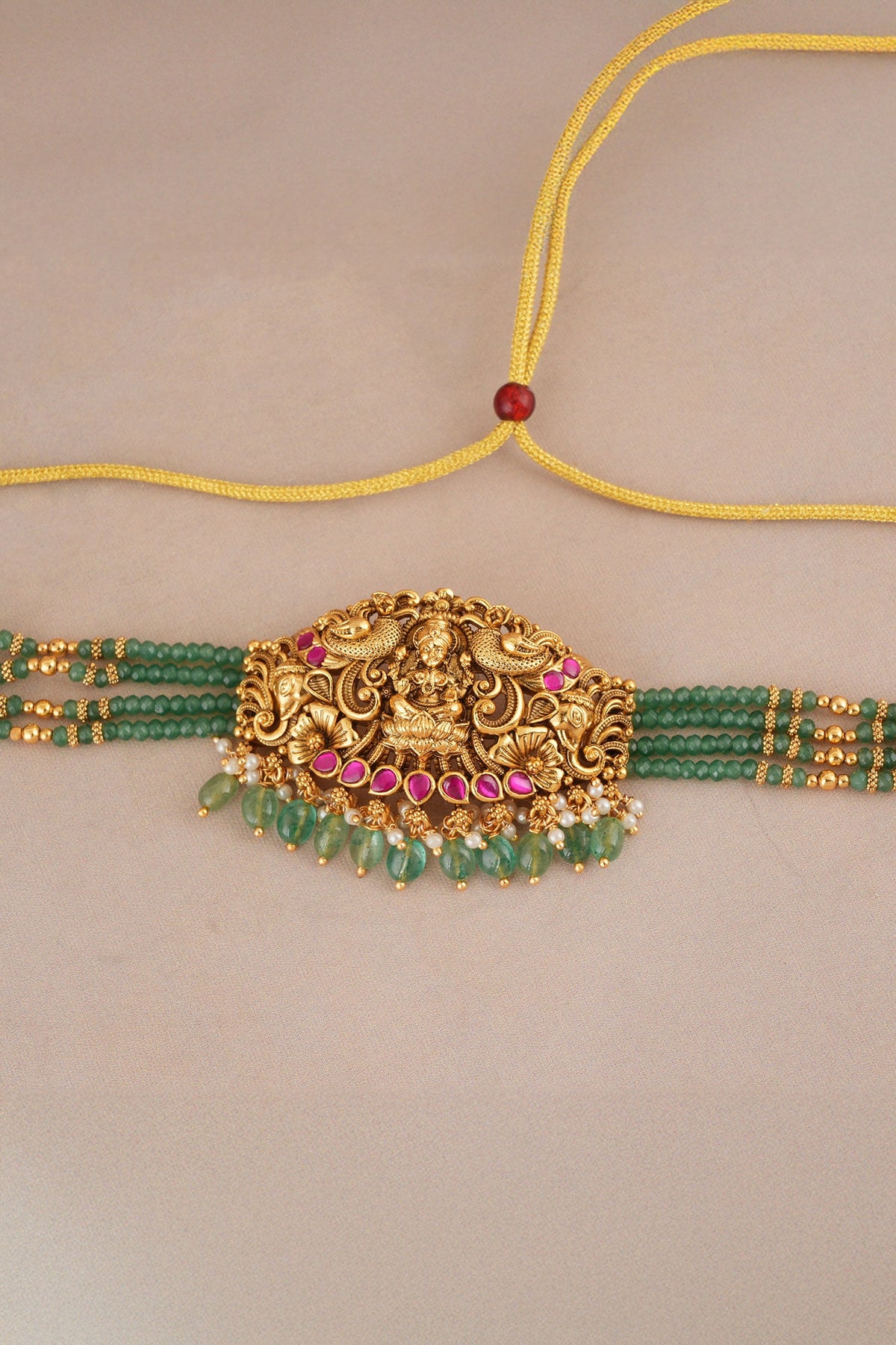 Maa Lakshmi Carved Antique Choker Set 