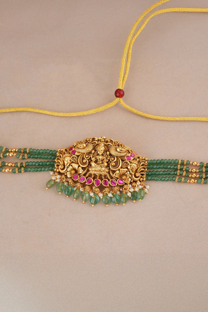 Maa Lakshmi Carved Antique Choker Set 