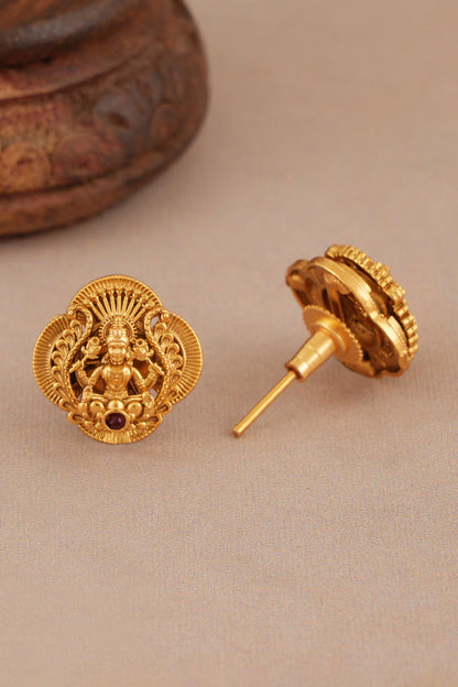 Antique Maa Lakshmi Carved Pendant Necklace Set 